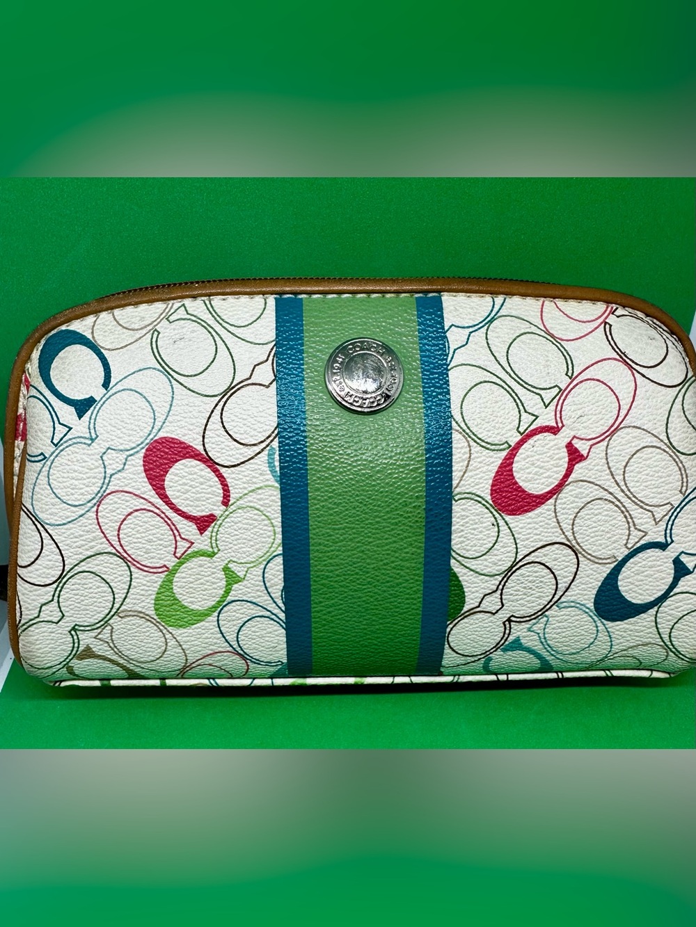 Coach Chelsea Heritage Stripe Multicolor “C” Signature Print Pouch/Case